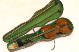 Violin and two bows with case