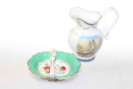 Aynsley Nelson commemorative jug and a 19th Century floral painted small basket (2)