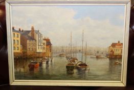 W.E. Easton, Whitby, oil on board, signed and dated 1975 lower right, 34cm by 49.