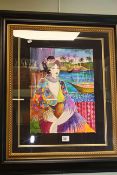 Patricia Govezensky, Lady in a Coastal House, watercolour, signed lower left,
