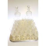 Pair of decanters and stoppers and collection of Stuart Crystal glasses