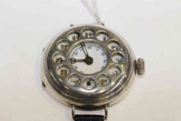 Silver telephone dial wristwatch,