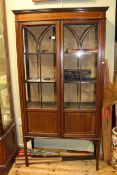 Edwardian mahogany and string inlaid two door vitrine