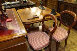 Victorian mahogany extending dining table on turned fluted legs with leaf and winder together with