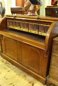 Victorian mahogany cylinder secretaire lacking bookcase top