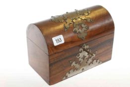 Metal mounted walnut dome top box plus Mah-Jong pieces