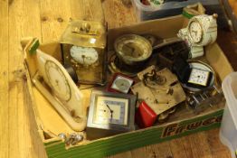 Box of clocks and clock parts