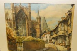 John Holloway, College Street, York, watercolour, signed lower right, 34cm by 42.