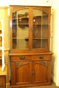 Art Nouveau style walnut cabinet bookcase