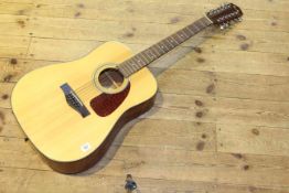 Acoustic guitar marked Fender DG-16-12 NAT 12 string