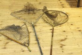 Two vintage Hardy and one Farlow keep nets