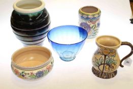Royal Cauldron jug, Poole Pottery vase and bowl,