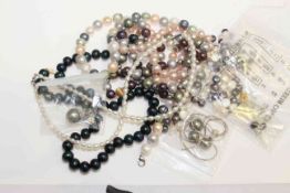 Collection of six cultured pearl necklaces, one cultured pearl bracelet,