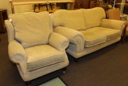 Barker & Stonehouse two seater settee and wing chair in light fabric