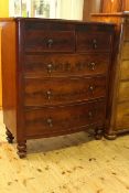 Victorian mahogany bow front chest of two short above three long drawers on turned legs,