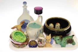 Royal Copenhagen bottle, Maling dishes, glass bowl, Sylvac animals, paperweights,