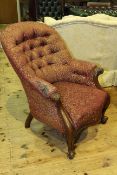Victorian mahogany armchair with serpentine front seat