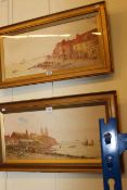 Pair gilt framed watercolours, Herne Bay, Kent and Reculver Tower, Kent, 23.