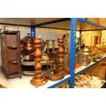 Kitchen scales and weights, candlesticks and lamps, metalwares, cutlery, bell pulls,