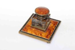 Brass mounted and tortoiseshell inkwell, late 19th/early 20th Century,