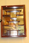 Oriental wall mounted display cabinet with mirrored back panel