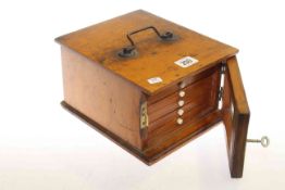 Victorian specimen box with sliding trays and carrying handle