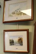 Eric Thompson, Tan Hill and Cragg Force, two watercolours, signed lower right,