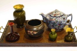 Linthorpe pottery vases, jug,