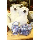 Ringtons chintz teapot and jug, pair large dogs,