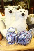 Ringtons chintz teapot and jug, pair large dogs,