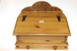 Pine bread bin with pull out slicing board