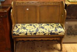 Oak double panel back settee possibly Old Charm,
