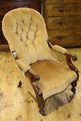 Victorian mahogany open armchair on turned legs