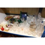 Mason's Mandalay large bowl and two small dishes, cut glass decanters, vases, bowls and glasses,