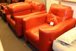 Contemporary red leather two seater settee,