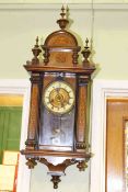 Late 19th Century inlaid walnut Vienna wall clock