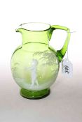 Victorian Mary Gregory glass jug,