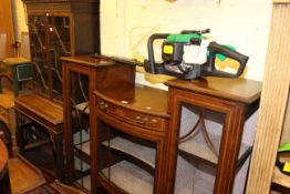 Edwardian inlaid mahogany three door china cabinet,