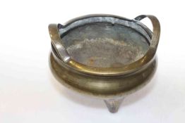 Chinese brass censer with cast seal mark,