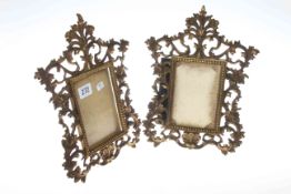Pair of Victorian gilt brass photograph frames in Rococo style, 31cm by 23.
