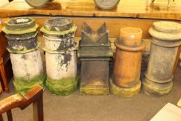 Five various chimney pots