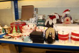 Collection of Christmas pottery, soft toys, lamp, towel stand,