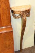 Small marble topped and gilt demi lune console table,