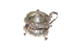 Early Victorian silver mustard pot, maker C.G, London 1840, the feet with mask shoulders, 7.