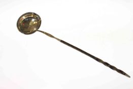 Georgian silver and baline ladle, unmarked,