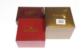 Three watch boxes: Rolex,