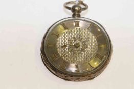 Silver open-face pocket watch