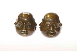 Pair of Chinese bronzes of four-faced buddhas, 11.