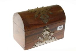 Victorian walnut stationery box containing mah-jong tiles,
