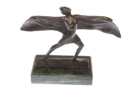 Small bronze of Art Deco style dancing lady on marble base